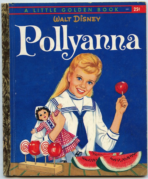 The Golden Book cover focuses on the tie between Pollyanna and her wished-for doll.