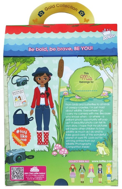 The back of Mia’s box encourages children to be brave and themselves
