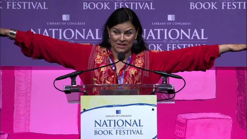 Author Diana Gabaldon in red. Courtesy of Library of Congress
