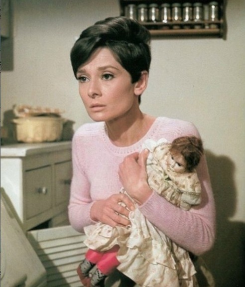 Audrey Hepburn and doll in "Wait Until Dark"