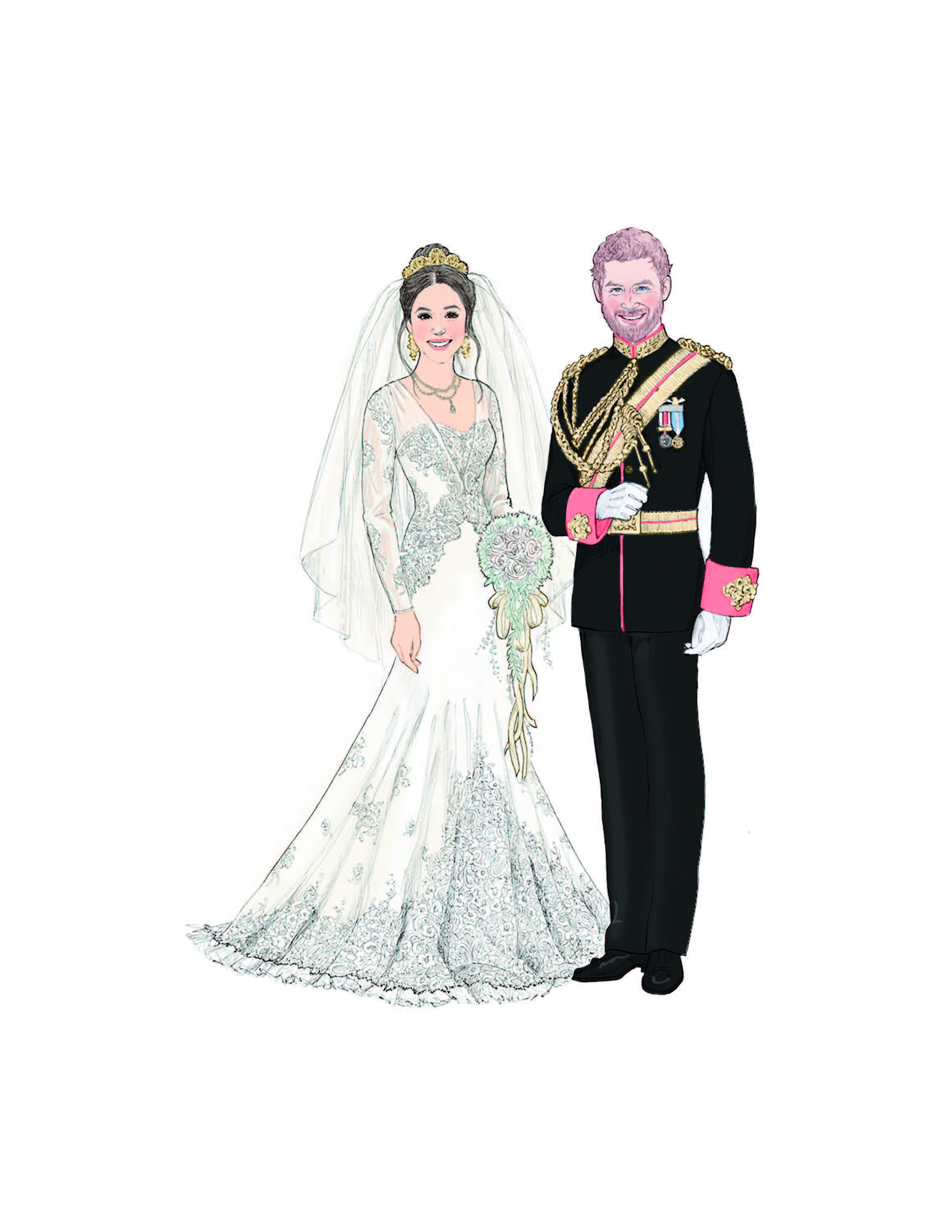 Meghan and Harry illustration by Ashton-Drake