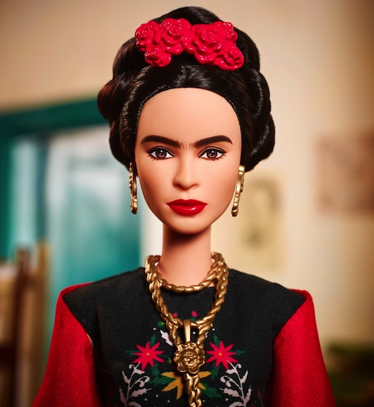 close-up look at the Frida Kahlo Barbie