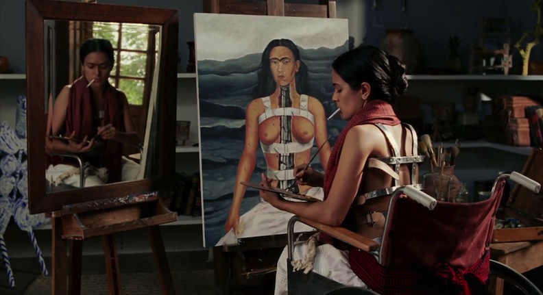 Salma Hayek as Frida in wheelchair