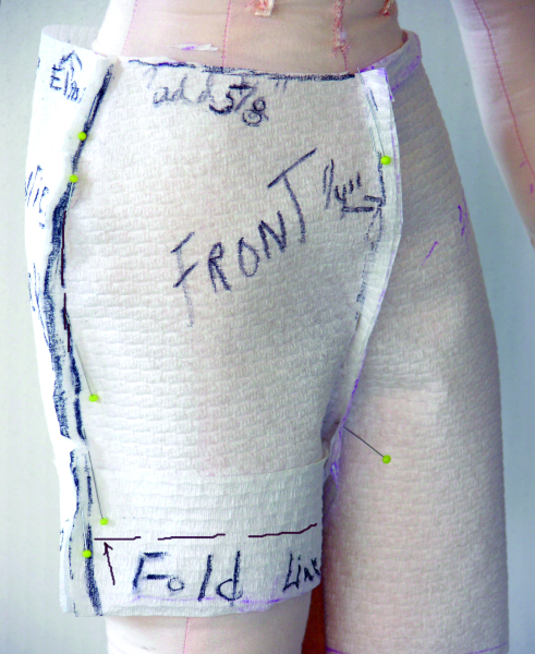 Paper-towel panties, front view.