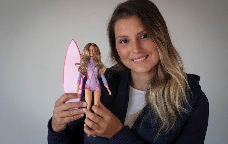 Brazilian surfer Maya Gabeira and her 2019 Shero doll