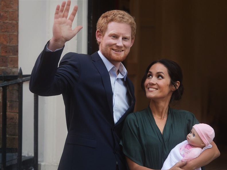 Meghan and Harry actors with baby doll
